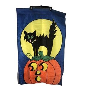 Halloween Garden Flag 28” x 42” Yard Cat Pumpkin